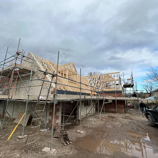 Four bedroom home in Stoke St Micheal - roof being built