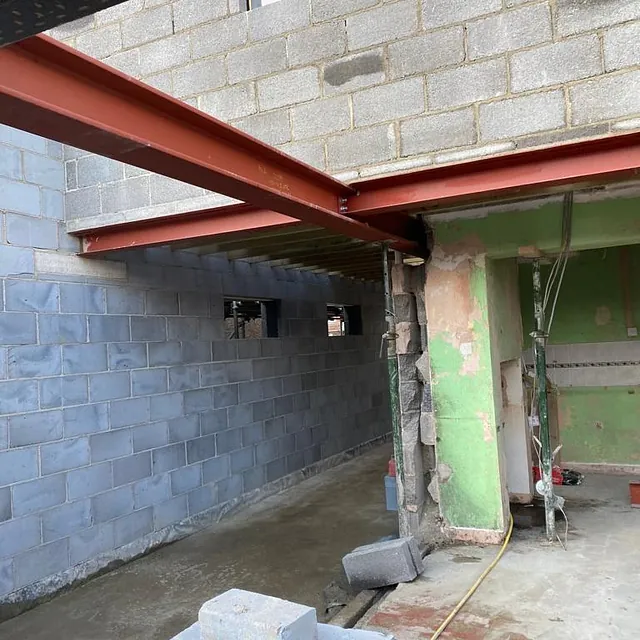 Double Storey Extension with Garden Room and Interior Alterations - new beams in place