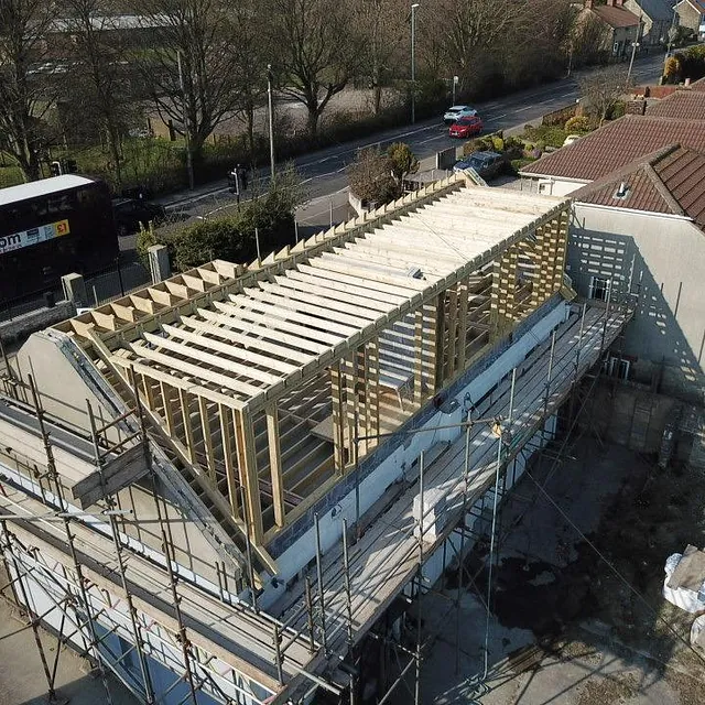 First floor roof extension at a property in Midsomer Norton - new roof extension build in progress