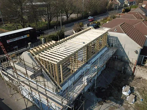 First floor roof extension at a property in Midsomer Norton - new roof extension build in progress