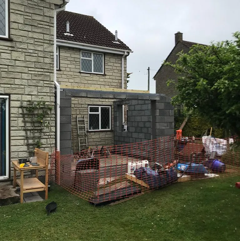 Single storey kitchen extension in Farrington Gurney - extension in progress